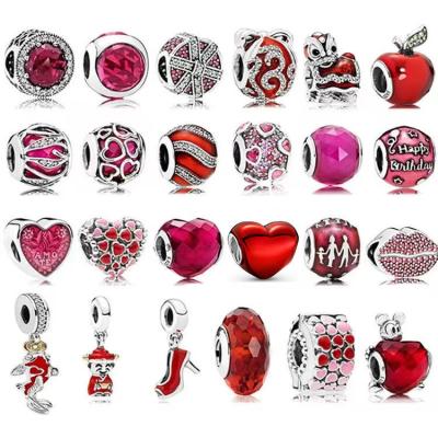 China 2022 koi red series sterling silver beaded glass pendant charm pan CLASSIC new bead bracelet 925 new years can be diy accessories for sale