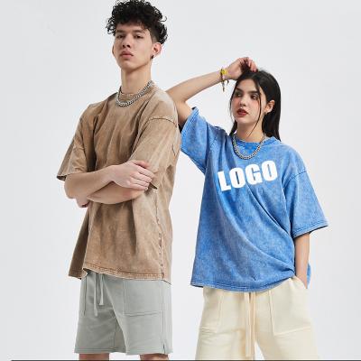 China Other Casual Blank Shorts Sleeve T-shirt Acid Washed 100% Cotton Oversized Heavy High Quality Custom Vintage Men for sale