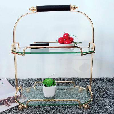 China Sustainable Modern Art Serving Decoration Simple Tempered Glass Accessories Home Cupcake Two Tier Trays for sale