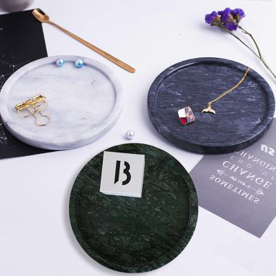 China Contemporary Modern Simple Small Marble Decorative Ring Chain Necklace Jewelry Storage Tray For Bedroom for sale