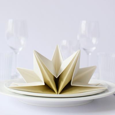 China Luxury Wedding Paper Napkins Printed Pre Folded Wedding Napkins Gold Wedding Paper Napkins for sale