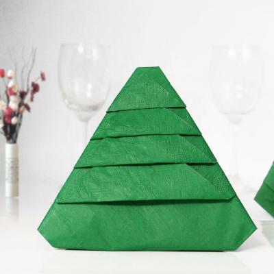 China 40X40Cm Printed Christmas Tree Folded Paper Napkins For Christmas Dinner Decoration for sale