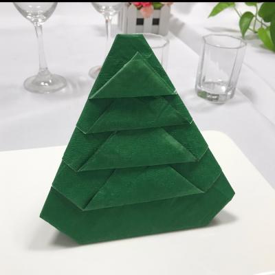 China High Quality Hot Sale 3Ply Printed Decoupage Christmas Tree Shape Pre Fold Paper Napkins, Festival Paper Napkins for sale