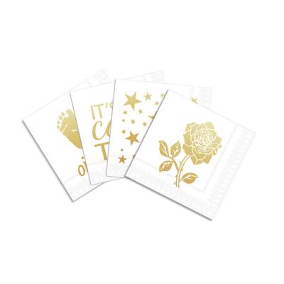 China Custom Printed Gold Foil Napkins Party Wedding 50 Count Aluminum Foil Napkins for sale