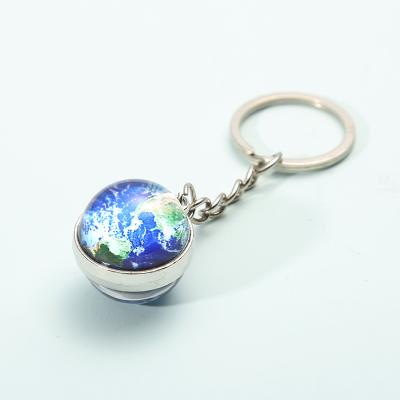 China Key Pendant Holder New Souvenir Gift New Large Size Key Chain Solar System Moon Glass Ball Keychain Transparent Gift For Kids for sale