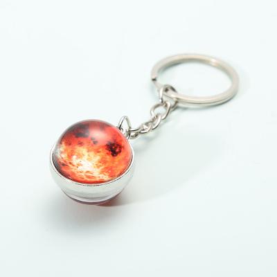 China Keepsake Gift Creative Design 12 Constellations Dangle Key Ring Jewelry Zodiac Sign Keychains Double Sided Glass Ball Glass Cabochon Keyring for sale