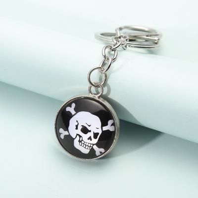 China High Quality Luminous Skeleton Mens Womens Skeleton Keychain Souvenir Gift Glass Ball Key Ring Pendant Keyring Key Chain Personalized for sale