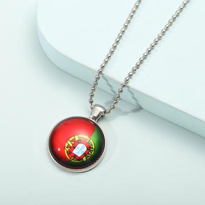 China Wholesale Environmentally Friendly National Flag Printing Necklaces Alloy Jewelry Customized Sports Necklace Pendant Jewelry for sale