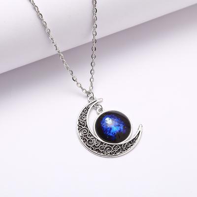 China Hot Popular Environment Friendly Universe Planet Galaxy Glass Glowing Pendant Fashion For Women Necklaces for sale