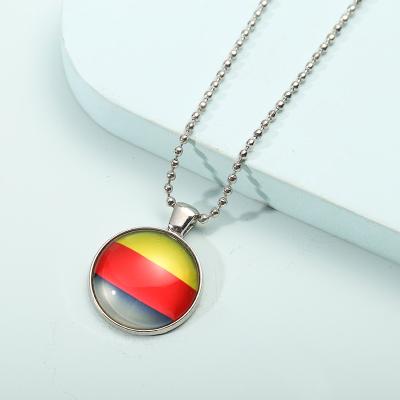 China Customized Environmentally Friendly National Flag Necklaces Women Men Glass Dome Pendant Fans Luminous Necklace for sale