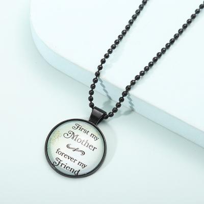 China Environmentally Friendly Customized Glass Letter Print Necklace Necklace Pendants For Women Men for sale