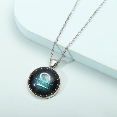 China Environmentally New Arrival 12 Constellations Friendly Zodiac Necklace Mens Necklaces Alloy Punk Rock Women Handmade Jewelry for sale