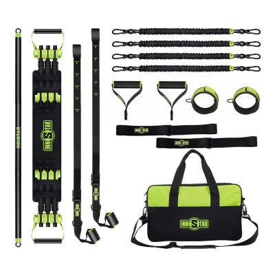 China Elastic Band Gym INNSTAR New Design Durable Full Body Training Set Portable Bench Press Resistance Band Door Anchor Training Bar Customized for sale