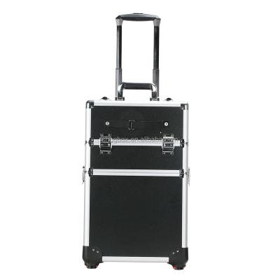 China Hot Selling Cases 4 in 1 Set Aluminum Makeup Trolley Case Makeup Undercarriage Hard Nail Case for Beauty Artists for sale