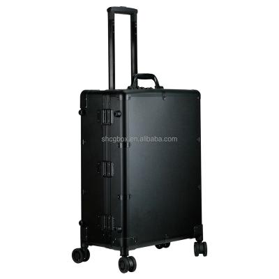 China Newest Unique Design Business Makeup Lights Case With Side Standing Rolling Table Trolley Case With 4pcs Legs for sale