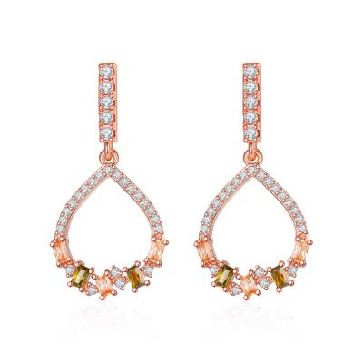 China Environmentally friendly drop earrings small and high-end exquisite inlaid stone glitter party women fashion elegant and generous for sale