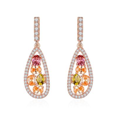 China Environmental Friendly Inlaid Stone Drop Earrings Banquet Wedding Bridesmaid High End Luxury Women Banquet Ball Wedding for sale