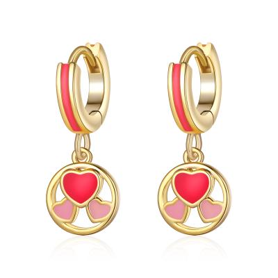 China 14K Cute Shiny Environmentally Friendly Love Children Girl Drop Earrings Pink Small Small And Sweetness Chic Lovely for sale