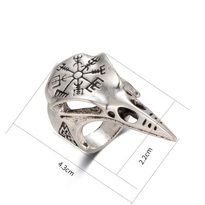 China Amazon Viking Rune Accessories Punk Stainless Steel Crow Skull Ring Environmentally Friendly Hot Selling Wholesale for sale