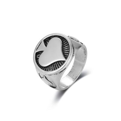 China Environmentally Friendly Hot Shovel K Titanium Steel Men's Vintage Ring Poker Personality Punk Ring for sale