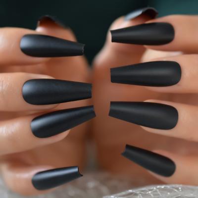 China High Quality False Nail Acrylic Full Cover Design False Nail For Lady Extra Long Coffin Matte Press On Nail for sale