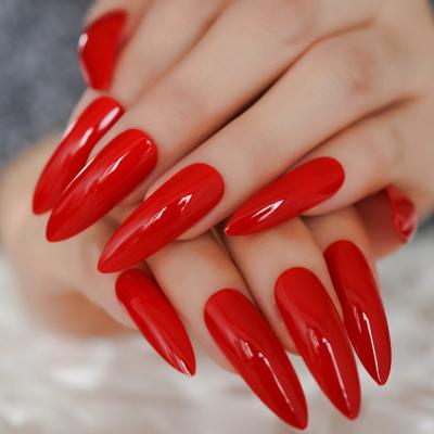 China Colorful Design Extra Long False Nail Tips Stilettos Form UV Gel Manicure Artificial False Nails for sale