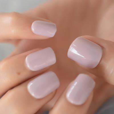 China 24pcs/Set Design Full Cover Glossy Fake Nails Art Tools Light Purple Pink Press On Square Acrylic False Nail Tips For Women And Girls for sale