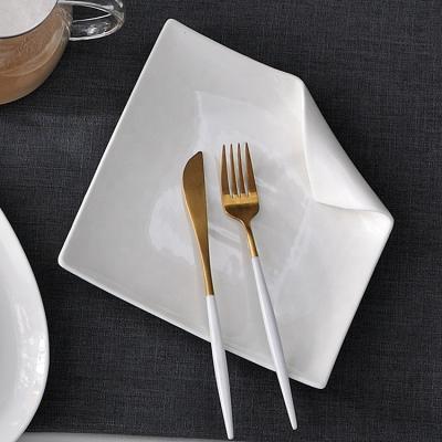 China China Supplier Viable Wholesale White Square Porcelain Dinnerware Ceramic Dinner Dishes Set For Wedding for sale