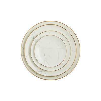 China Sustainable Custom Dinnerware Sets Luxury Dining Table Sets White Wedding Dinnerware Set Marble for sale