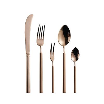 China Viable Gold Spoon Fork and Knife Sets Stainless Steel Flatware Gold Cutlery Set for sale