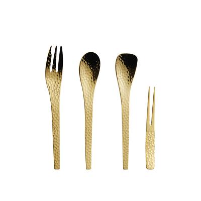 China Nordic Commercial Viable Stainless Steel Cutlery Flatware Matte Gold Colored Silverware Spoon Fork Set Dinner Knife for sale