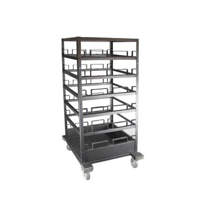 China Powder Coating Steel Rack Carrier Trolley , Barrier Trolley Carts for sale