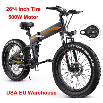 China US EU Warehouse 10Ah 500W 26*4inch Flat Tire Seat Electric Bicycle Aluminum Alloy E-Bikes Fat Tire Comfortable Thick Electric Bike Adults for sale