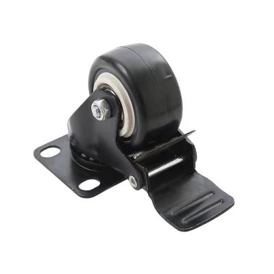 China swivel & 1.5/2 Inch Swivel Wheel PU Rigid Silent Fixed Caster With Sustaining Brake for sale