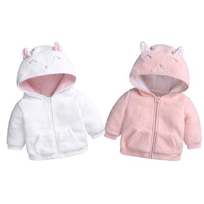 China Other Wholesale Cute Fleece Toddler Coat Girls Winter Jacket Baby Solid Hooded Jacket for sale