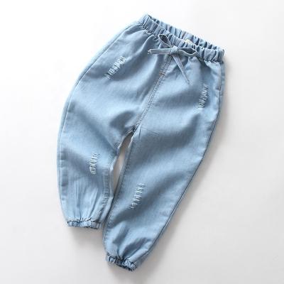 China Fashionable Casual Pants Denim Mosquito Pants Korean Girls Denim Boy's Slim Pants Trousers With Embroidery for sale