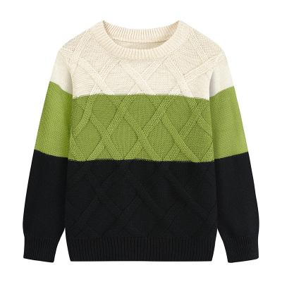 China Color Matching Pattern Children's Stripe Anti-wrinkle Boys Sweater Jacquard Cardigan Sweater for sale