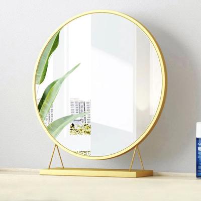 China Durable Popular Black Gold Makeup Mirror Standing Desktop Cosmetic Mirror for sale