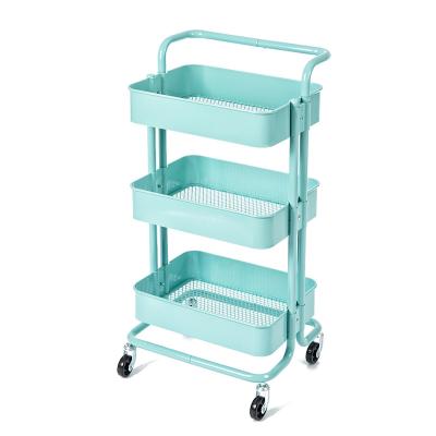 China Waterproof / Sturdy / Movable Nordic Popular 3 Tier Organizer Rolling Kitchen Trolley Home Cart for sale