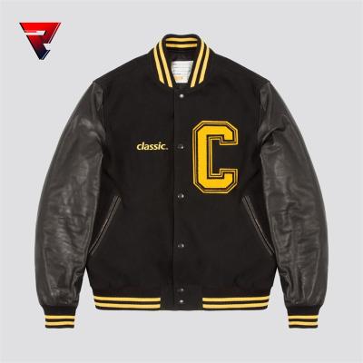 China New Arrival Sustainable Fashion Custom Emblems Wool Felt Embroidered Designer Leather Pu Varsity Baseball Men's Varsity Jacket for sale