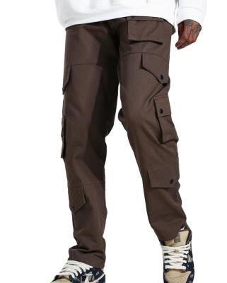 China Multi-bag anti-static reflective straight barrel long stretch factory sports pants for men, street wear cargo cool lane cargo pants men for sale