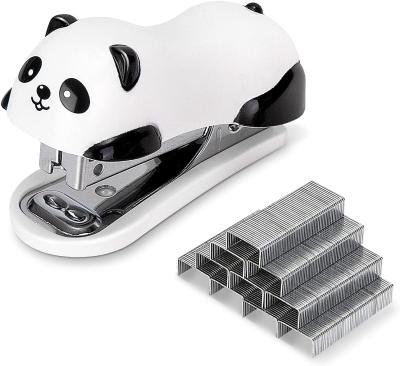 China Built-in Staple Remover 12 Sheets Capacity With 1000 Pcs No.10 Mini Staples For Paper Clips Staplers Panda Desktop Stapler for sale