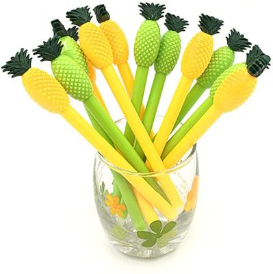 China Pineapple Shape 12pcs 0.5mm Cute Plastic Cartoon Gel Pen School Stationery For Kids Children Gift for sale