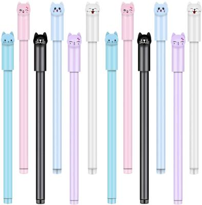 China Cute Cat Head Cat Pens Cartoon Character Gel Pen Ball Point Pen For Plastic Children for sale