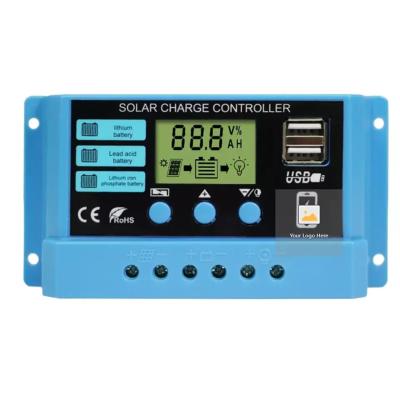 China Charger Controller Solar Panel Pump Regulador Solar PWM Solar Panel Charge Controller 12volt 12v 24V 10A 20A 30A 2 USB For PV Module System for sale