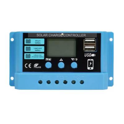 China Charger Controller Newly Upgraded Solar Charge Controller PWM 10A 20A 30A Solar Power Regulator 12V 24V Auto Dual USB LCD Display Load Discharger for sale