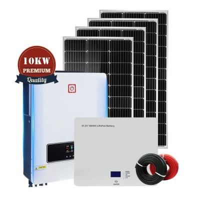 China Home Powerwall 48v Solar Lithium Battery Home Energy Storage System with Solar Inverter 10kw 8kva Complete hybrid Set on off grid for sale