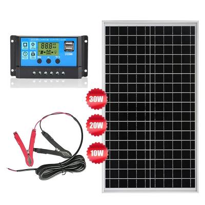 China Home Wholesale 10W 20W 30W DIY 10A Simi Flexible Solar Charge Controller Mono Solar Panel Complete kit for Home RV Marine Boat for sale