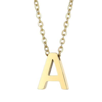 China TRENDY Simple Fashion Personalized Gold Stainless Steel Initial Letter Necklace Pendant For Women for sale