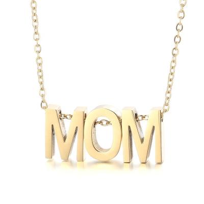 China Wholesale Trendy Fashion MOM Gift Mothers Day Stainless Steel 18K Gold 18K Gold Letter Pendant Necklace for sale